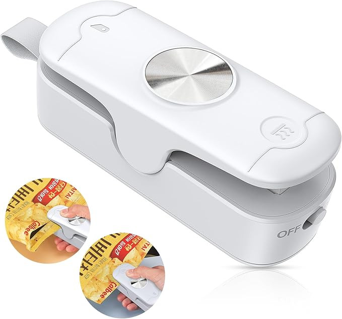Bag Sealer, 2 in 1 Mini Bag Sealer Heat Seal and Cutter, Portable Chip Bag Sealer Heat Sealer Bag... | Amazon (US)