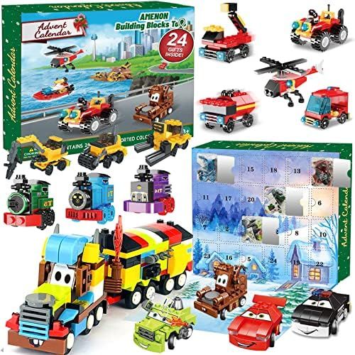 Advent Calendar 2021 with Car Stem Toys for Kids, 24 Days Christmas Countdown Calendar with Train... | Amazon (US)