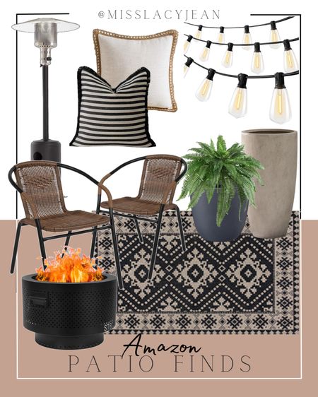 Outdoor patio finds include outdoor chairs, outdoor rug, fire pit, outdoor planters, faux fern, string lights, outdoor pillows, outdoor heater.

Patio decor, patio furniture, outdoor entertaining, patio finds, Amazon finds 

#LTKFindsUnder100 #LTKStyleTip #LTKHome