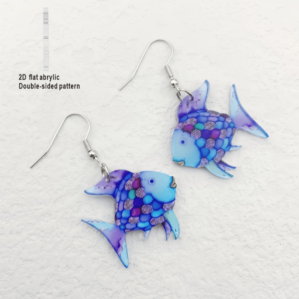 2D Flat 1 Pair Jewelry Colorful Blue Fish Female Ear Decor Acrylic Funny Flower Color Fish Earrings Creative Earrings | SHEIN