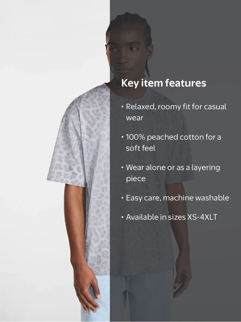 No Boundaries Men's Oversized Boxy Tee with Short Sleeves, XS-4XLT | Walmart (US)