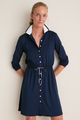Navy Long Sleeve Performance Jersey Alcott Golf Dress | Tuckernuck (US)