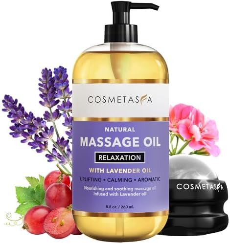 Cosmetasa Lavender Massage Oil for Massage Therapy with Roller - All Natural, Cruelty-Free & Spa ... | Amazon (US)