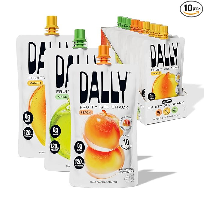 Dally Variety Pack [Mango, Peach & Apple] Drinkable Konjac Jelly 10 Pouches | 10-Calorie Keto, Gl... | Amazon (US)