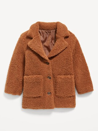 Button-Front Long Sherpa Coat for Toddler Girls | Old Navy (US)