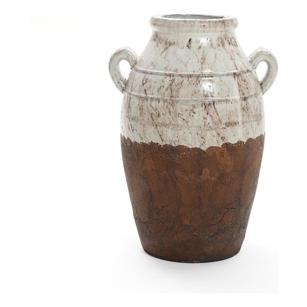 LuxenHome Rustic Ceramic Floor Vase,Vintage Large Flower Vase for Room Decor Home Decor,Cream and... | Amazon (US)