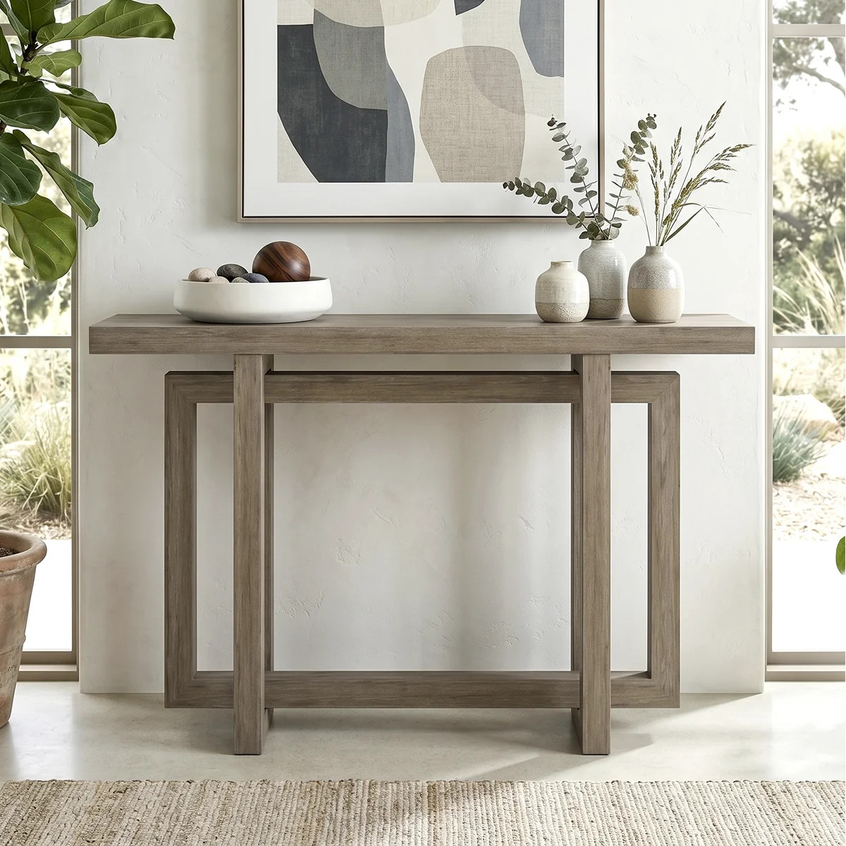 Breslow 44" Wide Rectangular Console Table in Antiqued Gray Oak | Wayfair North America