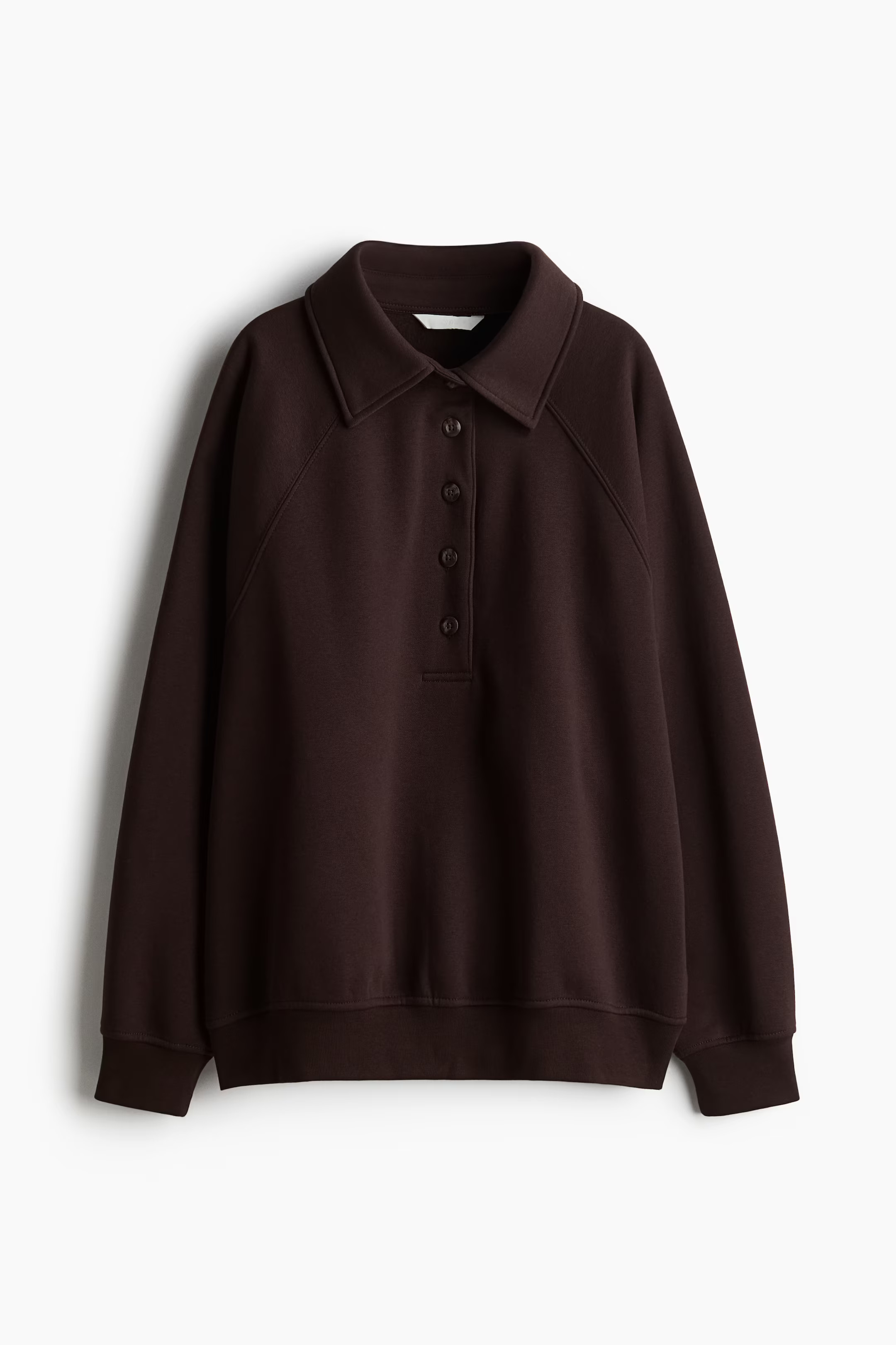 Oversized Polo Sweatshirt - Dark brown - Ladies | H&M US | H&M (US + CA)