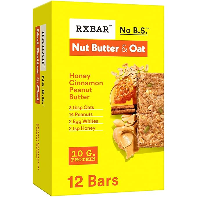 RXBAR Nut Butter and Oat Protein Bars, Protein Snacks, Snack Bars, Honey Cinnamon Peanut Butter, ... | Amazon (US)