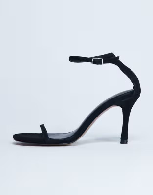 Topshop Alexi real suede 2 part heeled sandal in black | ASOS (Global)