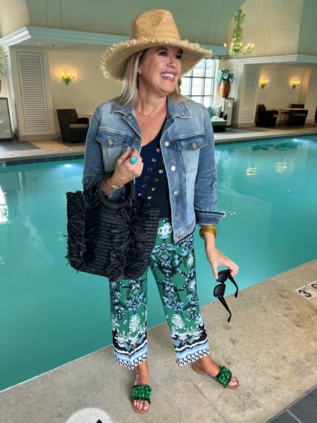 Vacation mood!

The perfect vacation style for Spring Break or your next warm weather vacation!

Chicos pull on wide leg flowy crop pant in fun shades of blues and greens.
Size up

Paired over a Chicos one shoulder bathing suit that makes a great seamless body suit for pool to lunch

TTS 

Chicos two tones denim jacket gives that finishing touch! 

Accessorized  with Chicos straw hat, sunnies and fun sandals 

You’ll wear these pieces on repeat all spring & Summer 



#LTKswim #LTKtravel #LTKstyletip