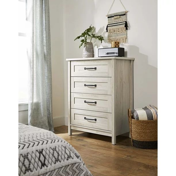 Better Homes & Gardens Modern Farmhouse 4-Drawer Chest, Rustic White Finish - Walmart.com | Walmart (US)