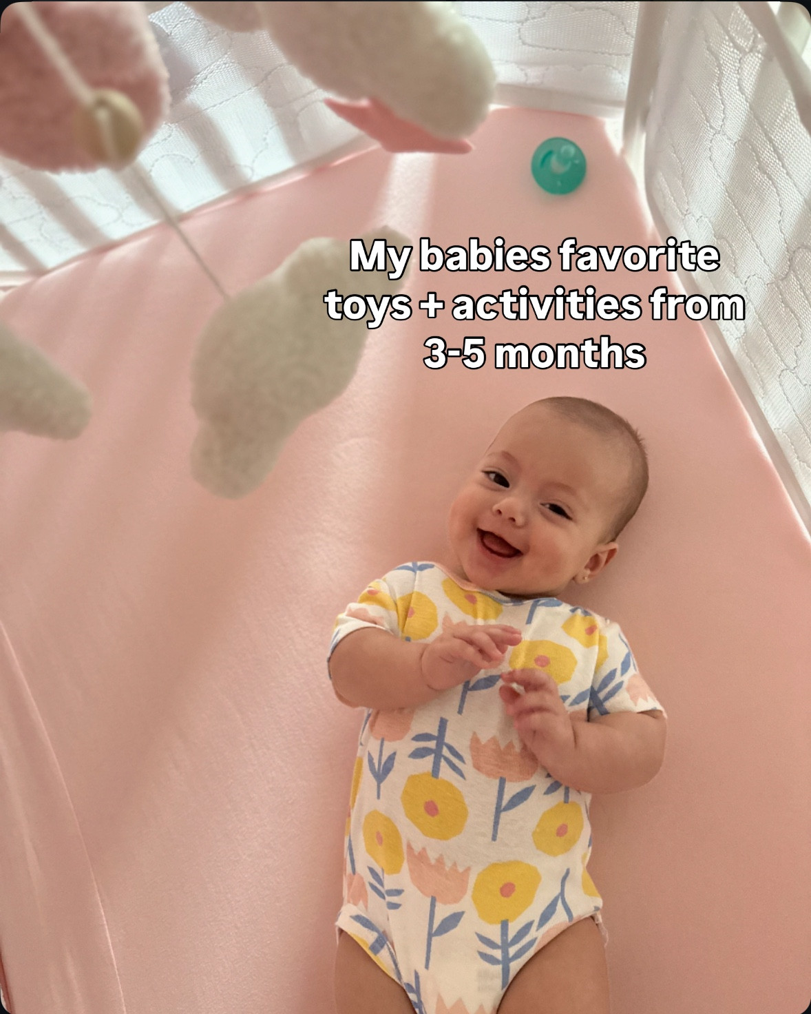 Favorite baby toys and activities to do with my baby girl from 3-5 months! They’ve really helped with her developmental growth 👶🏻🧸 #babytoys #babyessentials #3moold #4moold #5moold  

#LTKFamily #LTKBaby #LTKKids