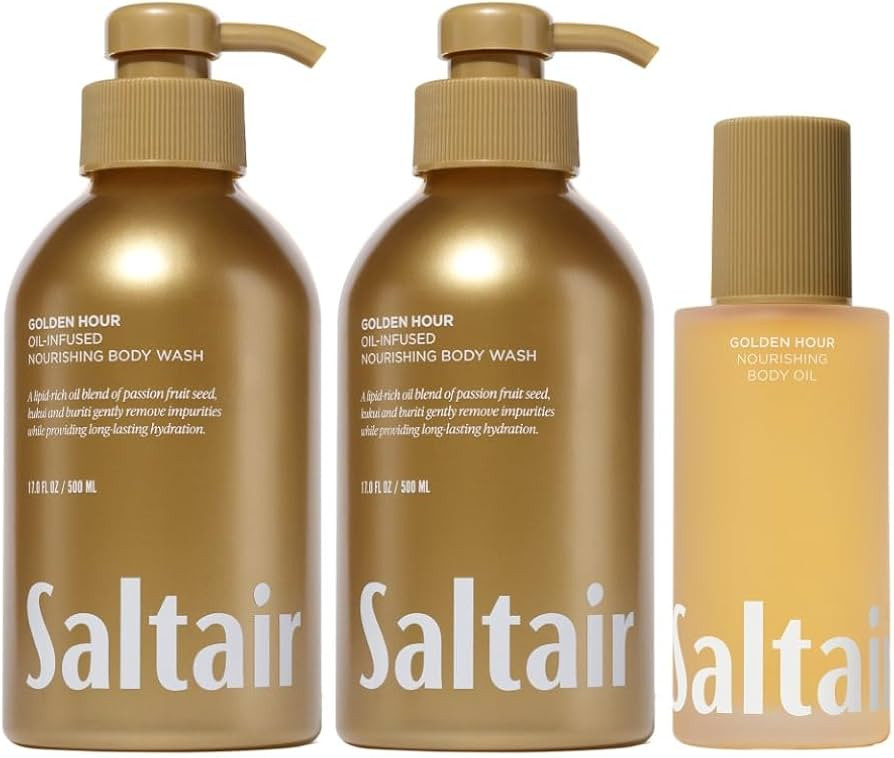 Saltair Body Wash, Golden Hour 2-Pack & After Shower and Bath Oil Moisturizer Bundle | Amazon (US)