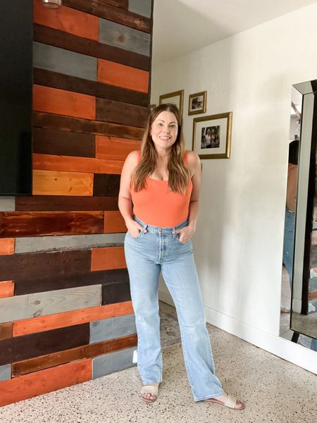 Mom outfit
Mom style
Easy mom outfit
Orange bodysuit 
Levis wide legged jeans 
Levis rib cage denim 



#LTKFindsUnder100 #LTKStyleTip #LTKFindsUnder50