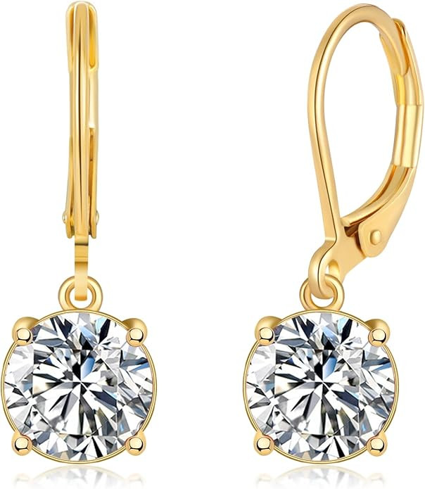 CiNily Leverback Dangle Earrings Created Crystal Drop Earrings Gold Plated Jewelry Gift for Women... | Amazon (US)