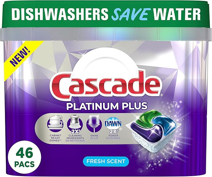 Cascade Dishwasher Detergent Pods, Platinum Plus ActionPacs, Fresh Scent, 46 Count | Amazon (CA)
