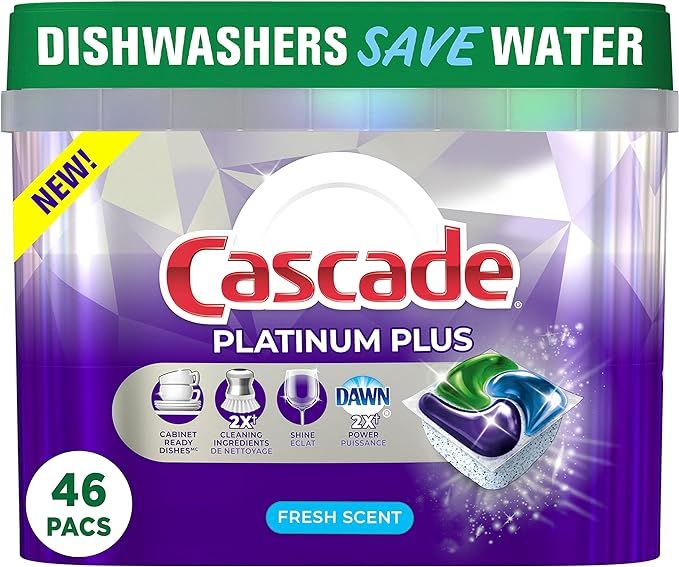 Cascade Dishwasher Detergent Pods, Platinum Plus ActionPacs, Fresh Scent, 46 Count | Amazon (CA)