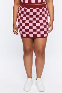 Plus Size Checkered Sweater-Knit Mini Skirt | Forever 21 (US)