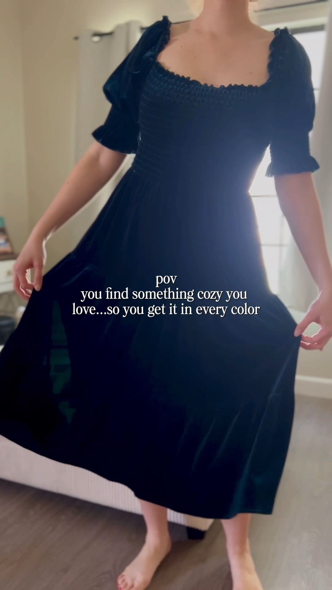 The dress and slippers that are so cozy, I collected them in every color!