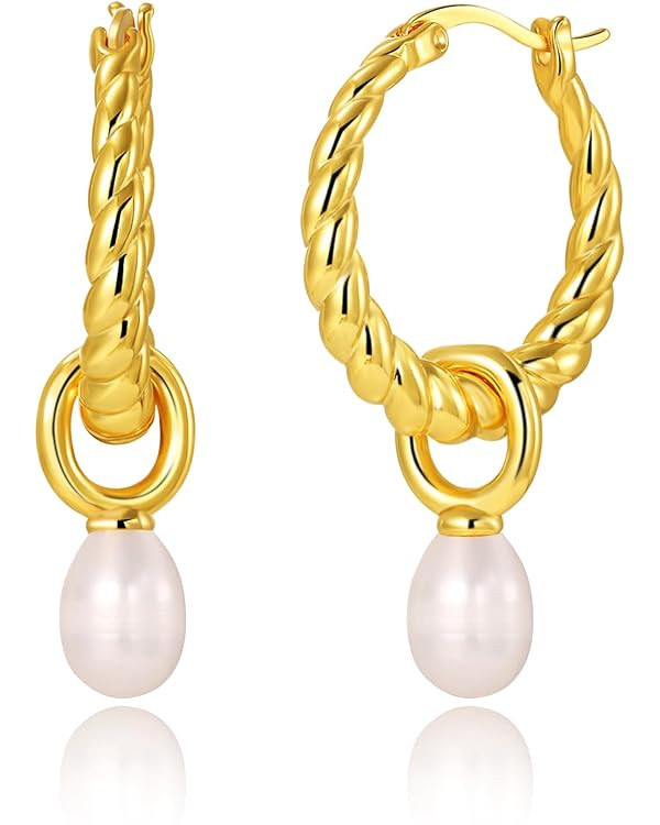 VISSUX 18K Gold Plated Hoop Earrings for Women, NICKEL-FREE & HYPOALLERGENIC, Timeless Jewelry Gi... | Amazon (US)