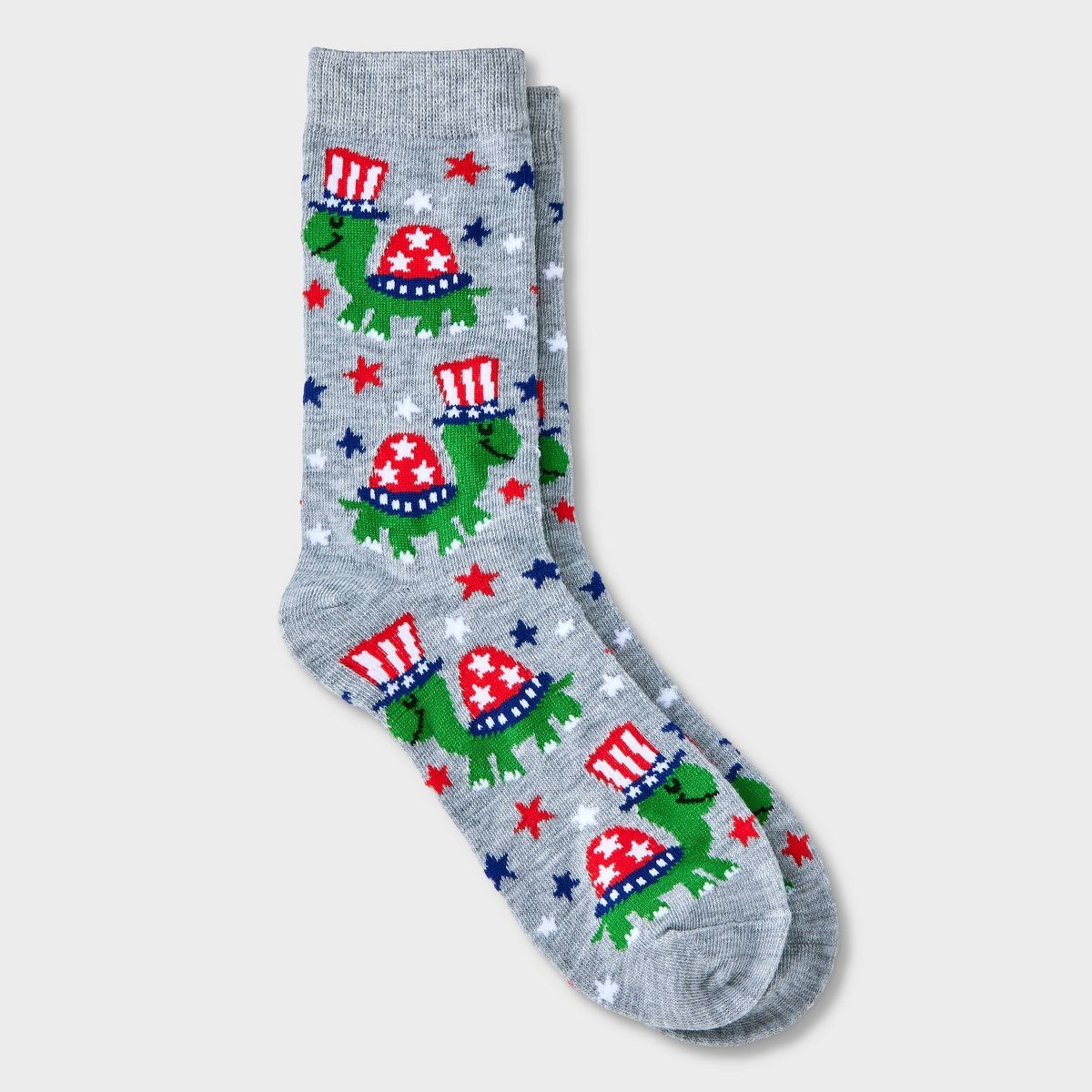 Women's Patriotic Turtles Crew Socks - Heather Gray 4-10 | Target