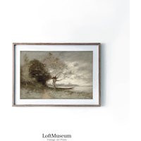 Muted Landscape Painting - Vintage Riverside Art For Farmhouse Decor | Etsy (US)