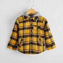Toddler Boys Plaid Contrast Hooded Coat | SHEIN