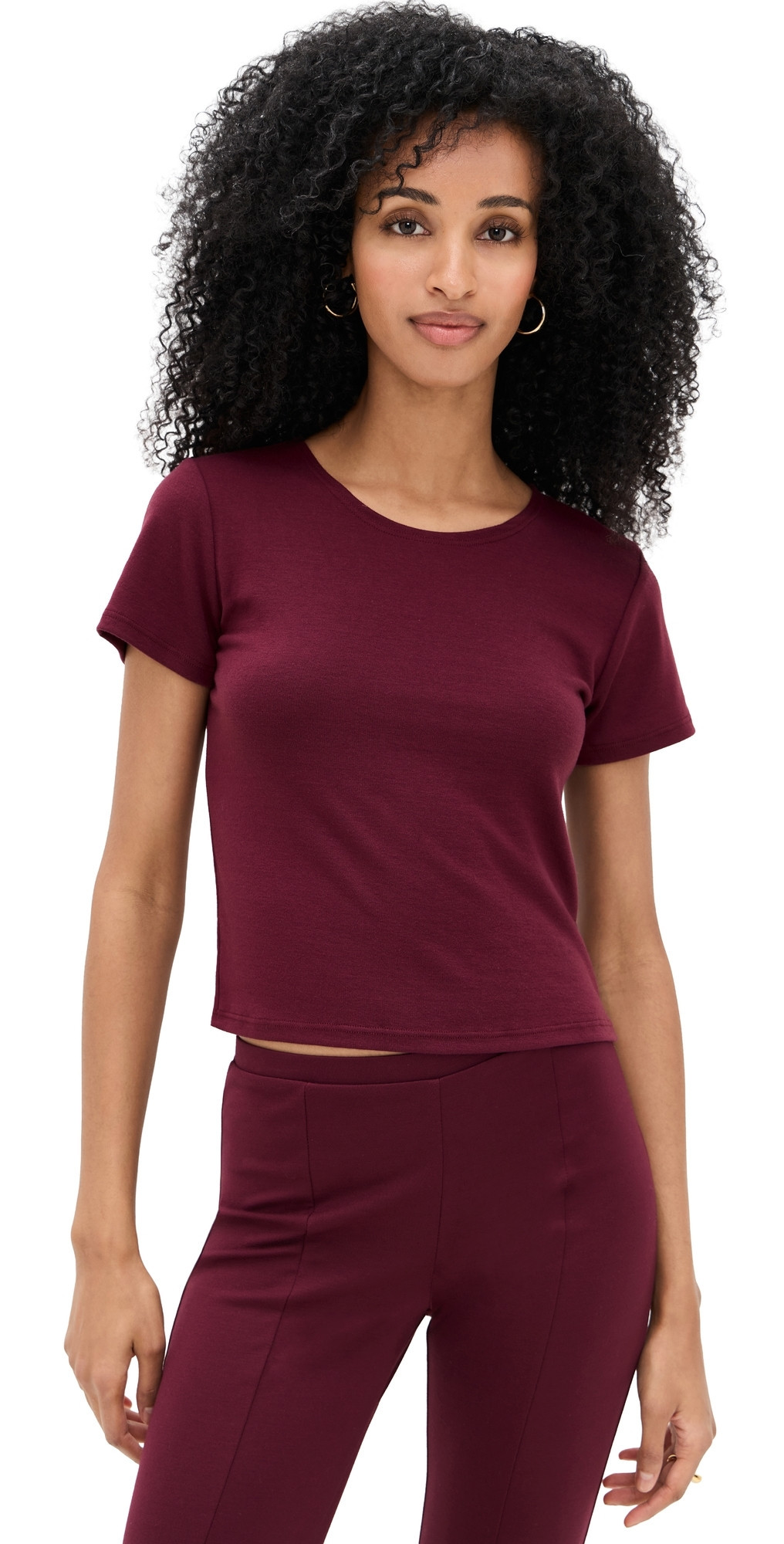 LE BOP Eloise Solid Crop Tee Burgundy L | Shopbop