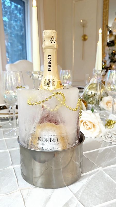 Let’s make a new year’s eve ice bucket to chill the champagne to sip on as we welcome 2024. 

I used my ice bucket mold, sprayed some edible glitter, added a gold beaded necklace to make it more festive. This is how it turns out. Tell me what you think.

#chilledchampagne #icebucketmold  #icescuplture  #nyepartyideas  #newyearseveparty  #festiveparty #newyearseveparty

#LTKparties #LTKVideo #LTKSeasonal