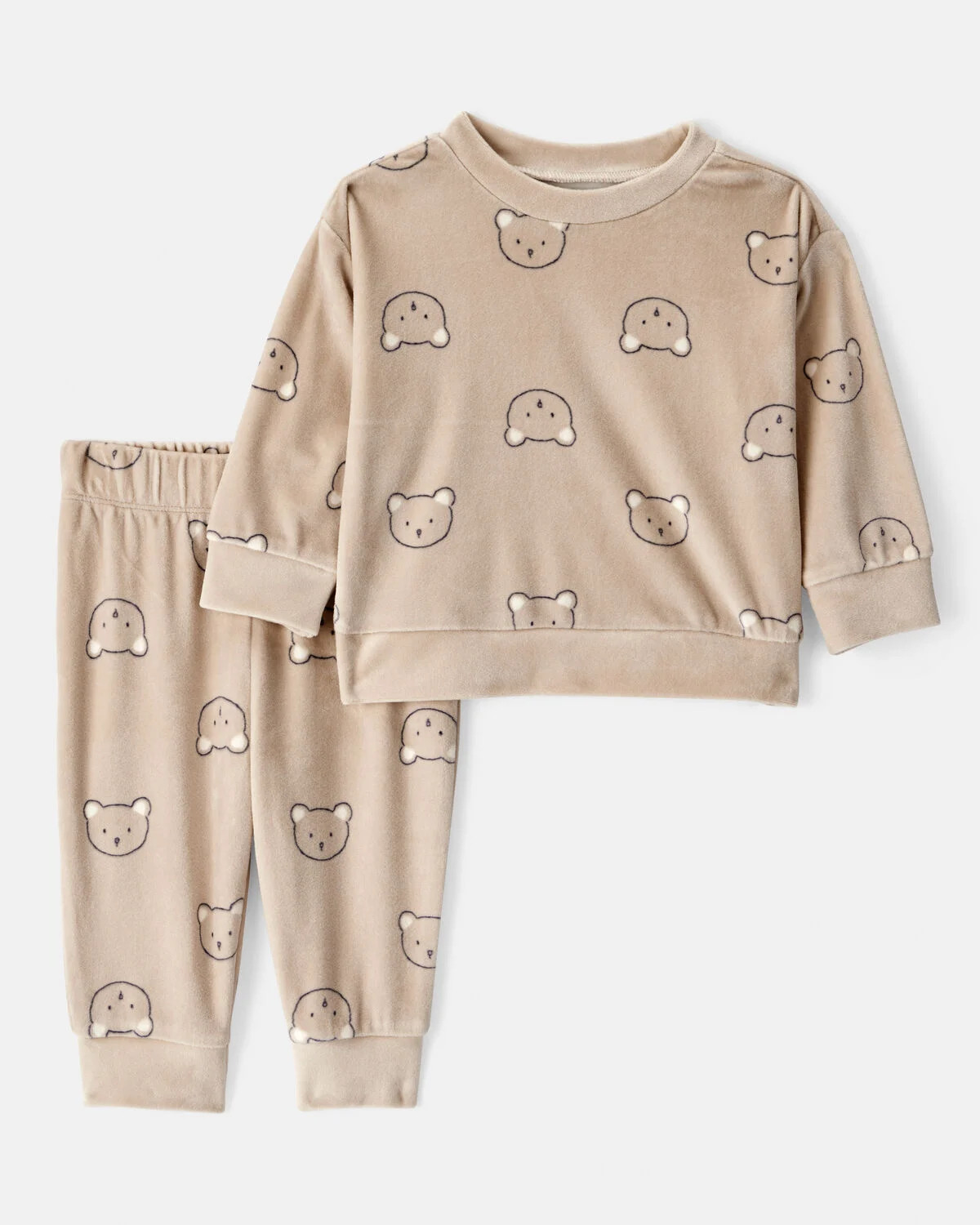Baby Boy 2-Piece Bear Print Velour Sweatshirt & Pant Set - Brown | Carter's Inc