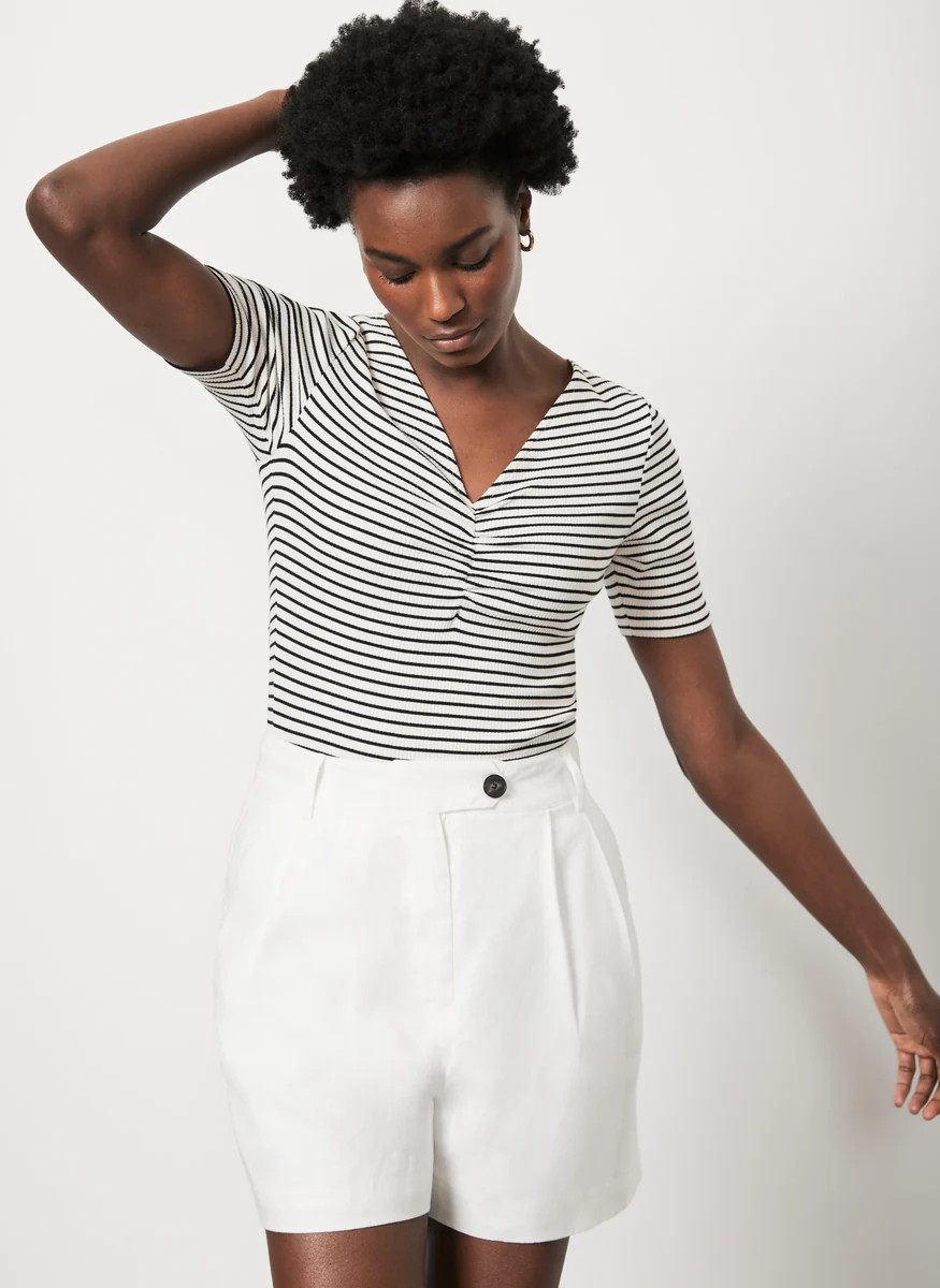 Striped Cotton Ruched Top | Mint Velvet