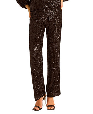 Women's Pull-On Sequin Flare Pants | Macy's