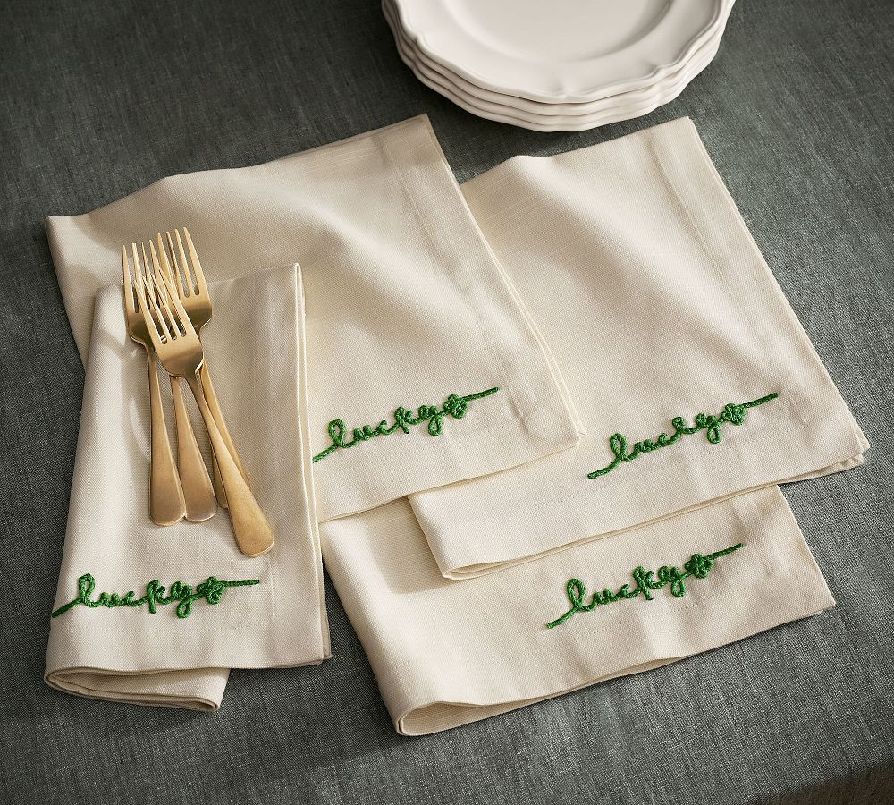 Lucky You Cotton Napkins - Set of 4 | Pottery Barn (US)