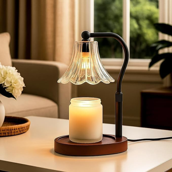 Candle Warmer Lamp – Dimmable Candle Lamp with Timer, Adjustable Height for Jar Candles (Walnut... | Amazon (US)