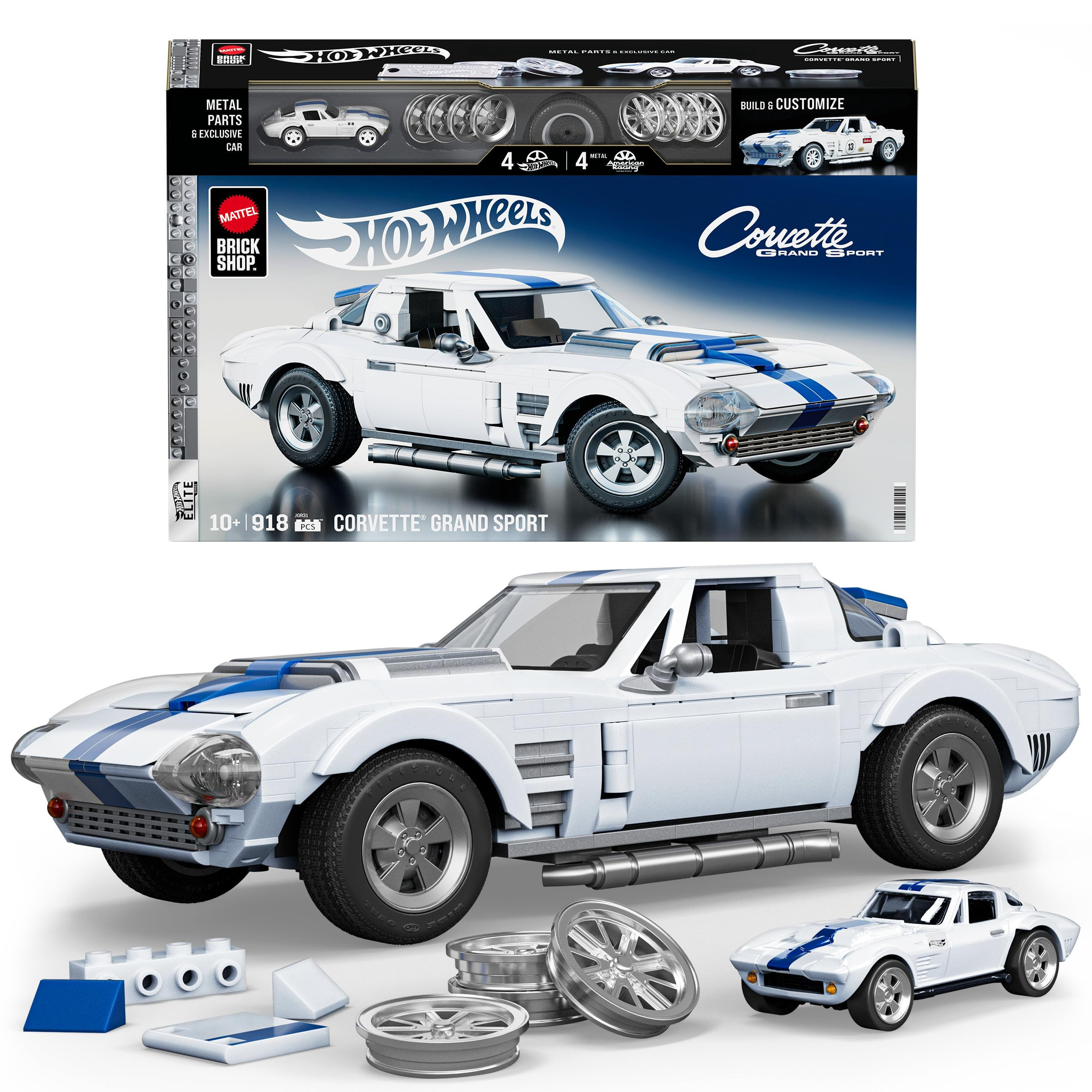 Mattel Brick Shop Hot Wheels Elite Series Building Set, Corvette Grand Sport with 918 Pieces, Rea... | Amazon (US)
