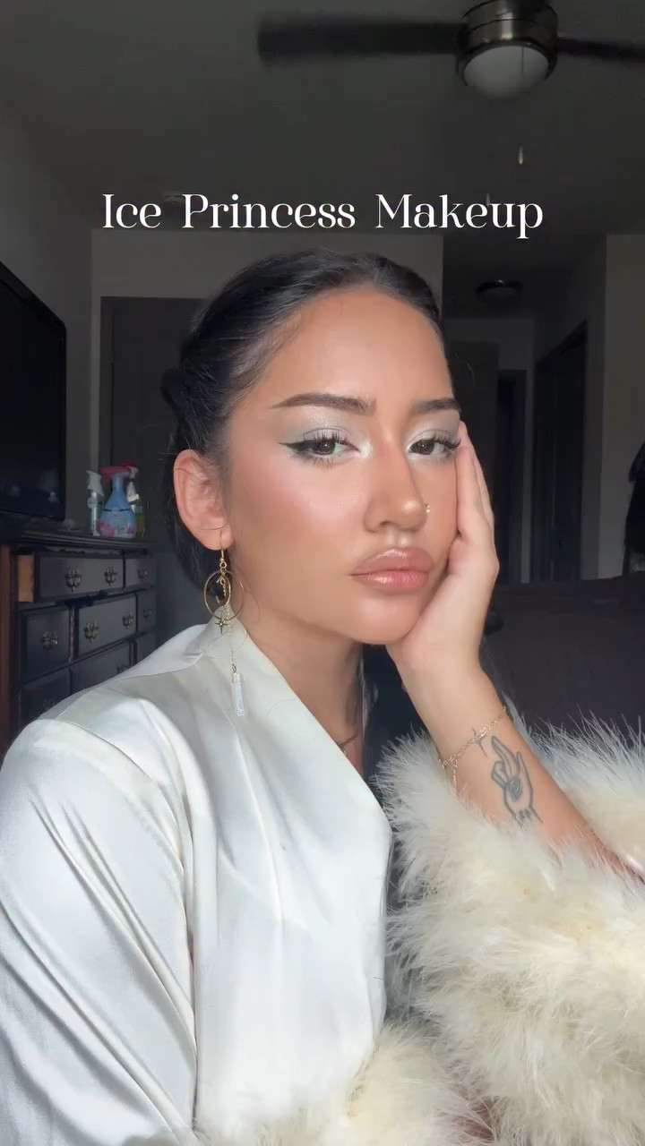 ice princess makeup inspired by @rosalia.vt ‘s Lux album 🪽 @urbandecaycosmetics @hudabeauty @patricktabeauty @morphebrushes @yslbeauty @lorealparis