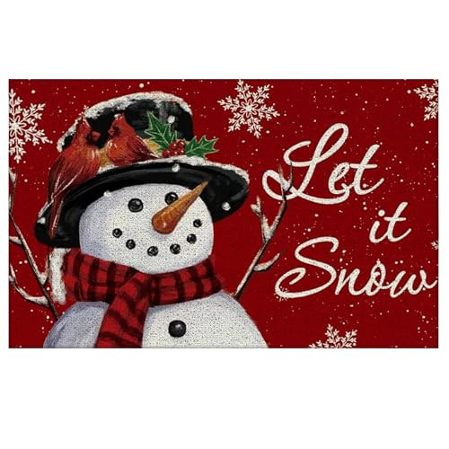 Christmas Door Mat, Let It Snow Christmas Snowman Door Mat Outside, Christmas Outdoor Mat for Front Door Porch, Christmas Bath Mat, Christmas Front Door Mat, Christmas Welcome Mat, 17x30 Inch | Amazon (US)