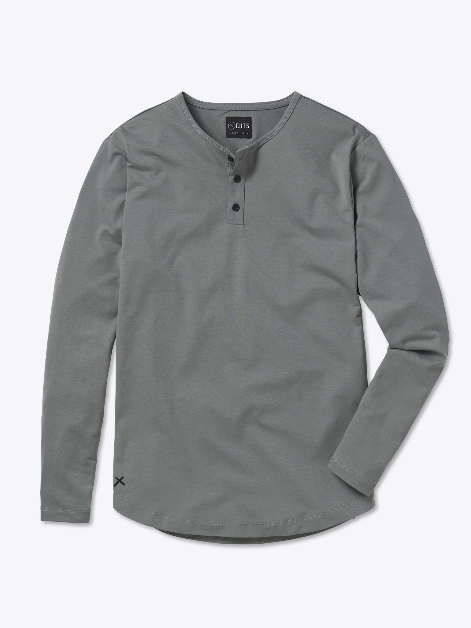 AO Long Sleeve Henley Curve-Hem | Cuts Clothing Inc.