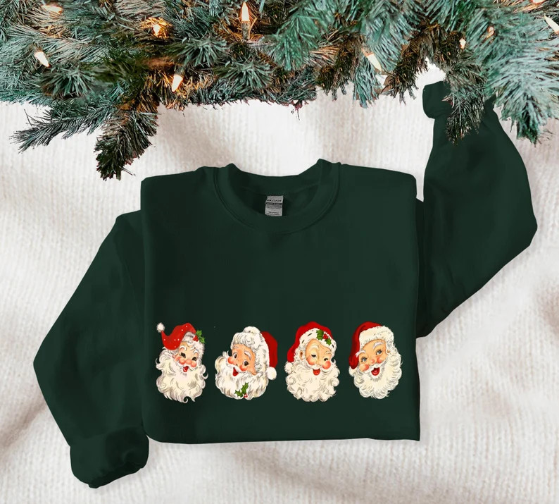 Vintage Santa Claus Christmas Sweatshirt, Retro Style Christmas Sweater, Vintage Christmas Shirt,... | Etsy (US)