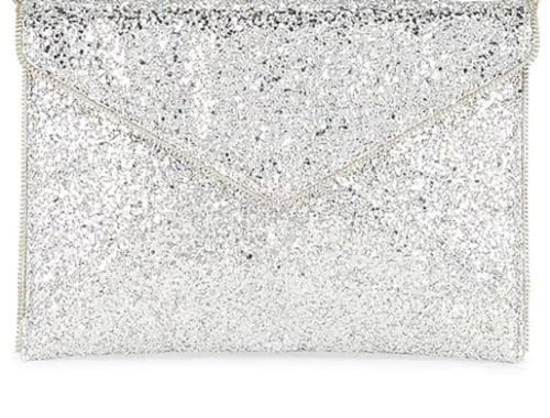 Rebecca Minkoff Leo Envelope Clutch, Silver/Shiny Silver | Amazon (US)