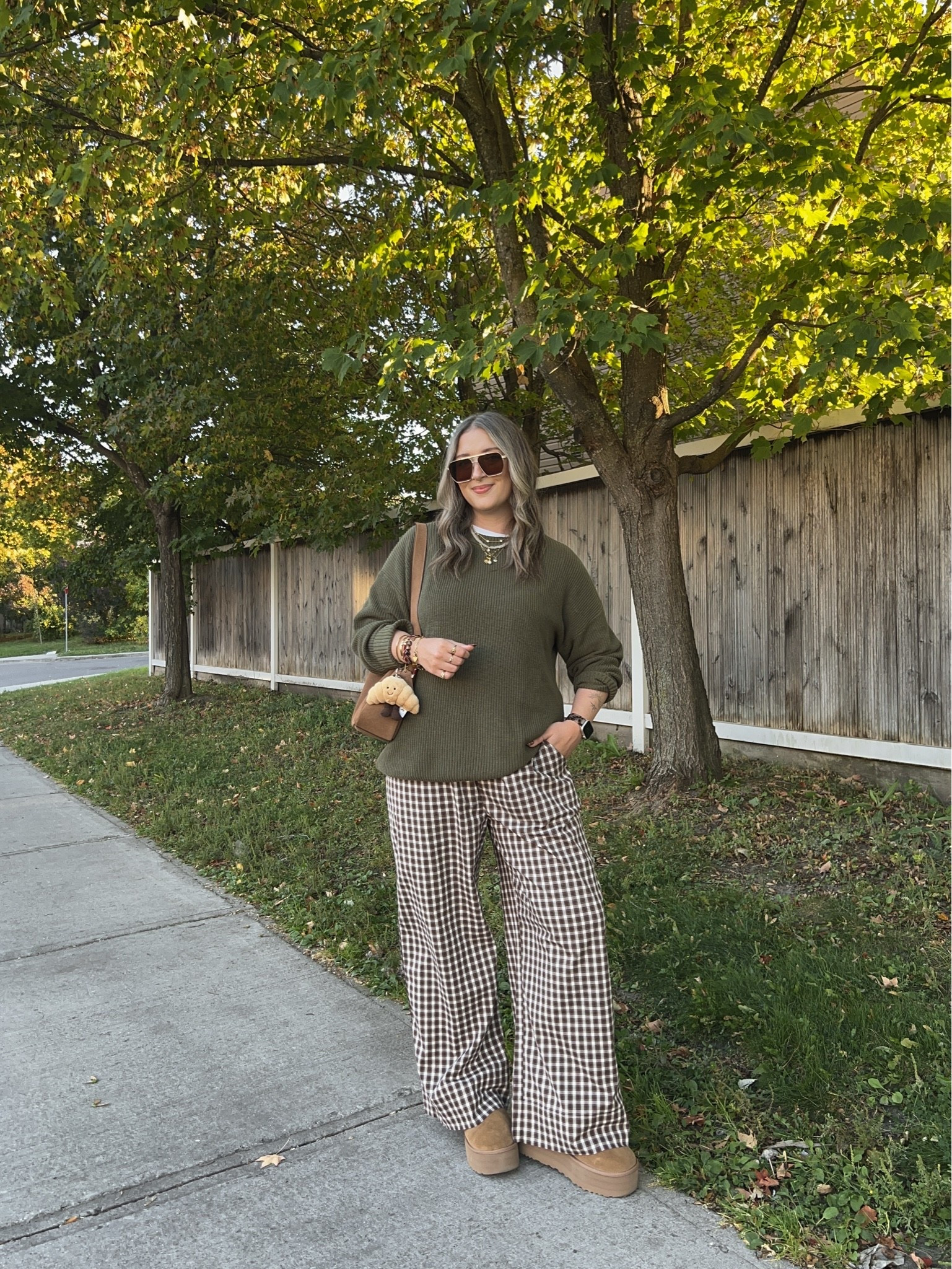 Fall ootd! Wearing L in the sweater, Canadian link under similar products. Wearing M in the plaid pants. I’m a 9.5-10 shoe and wear a 10min the Uggs shirt

#LTKfall #LTKsale #LTKstyletip