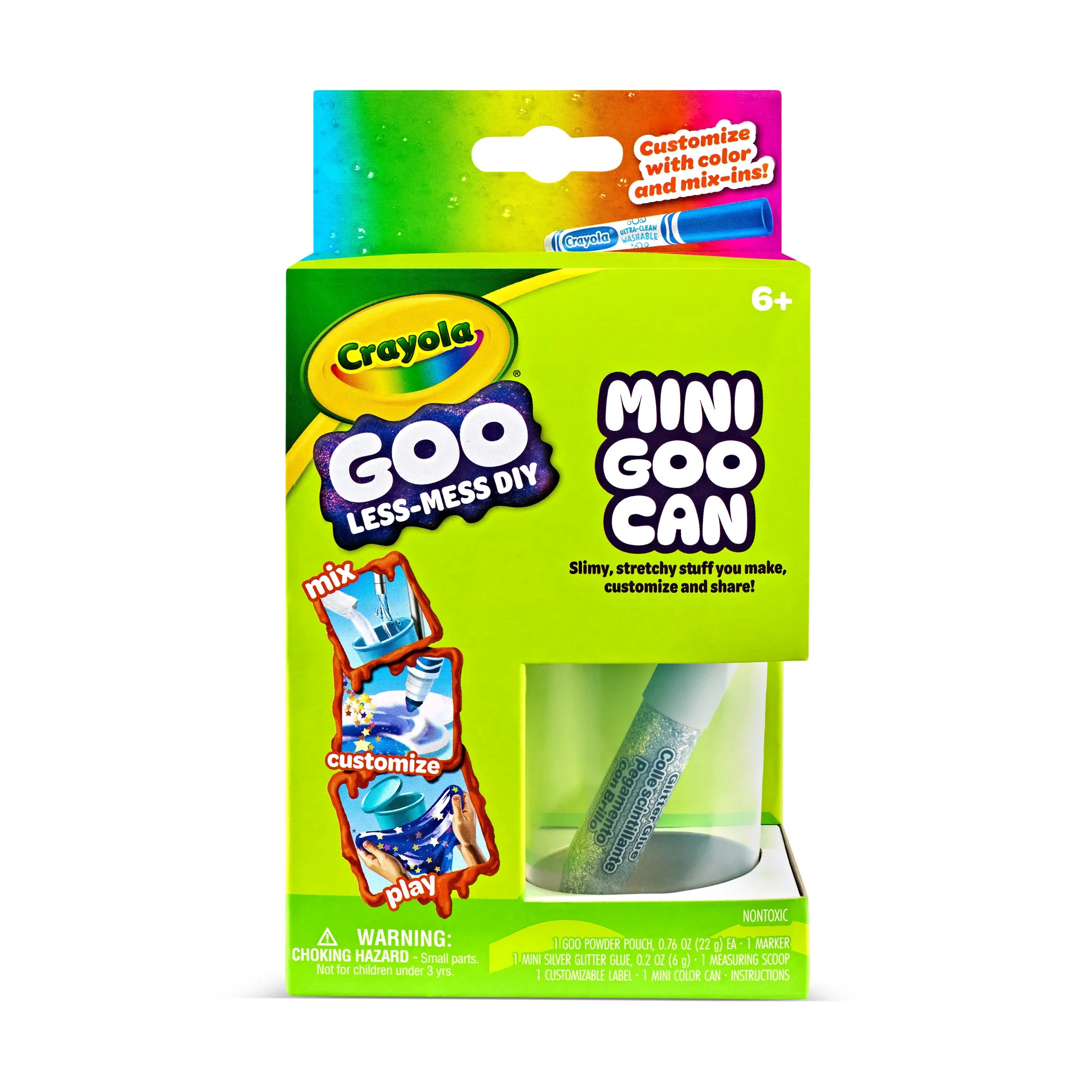 Crayola Goo, 1 Ct Mini Goo Can, Stocking Stuffers for Kids, Slime Making Kit, Less Mess, DIY Sens... | Walmart (US)