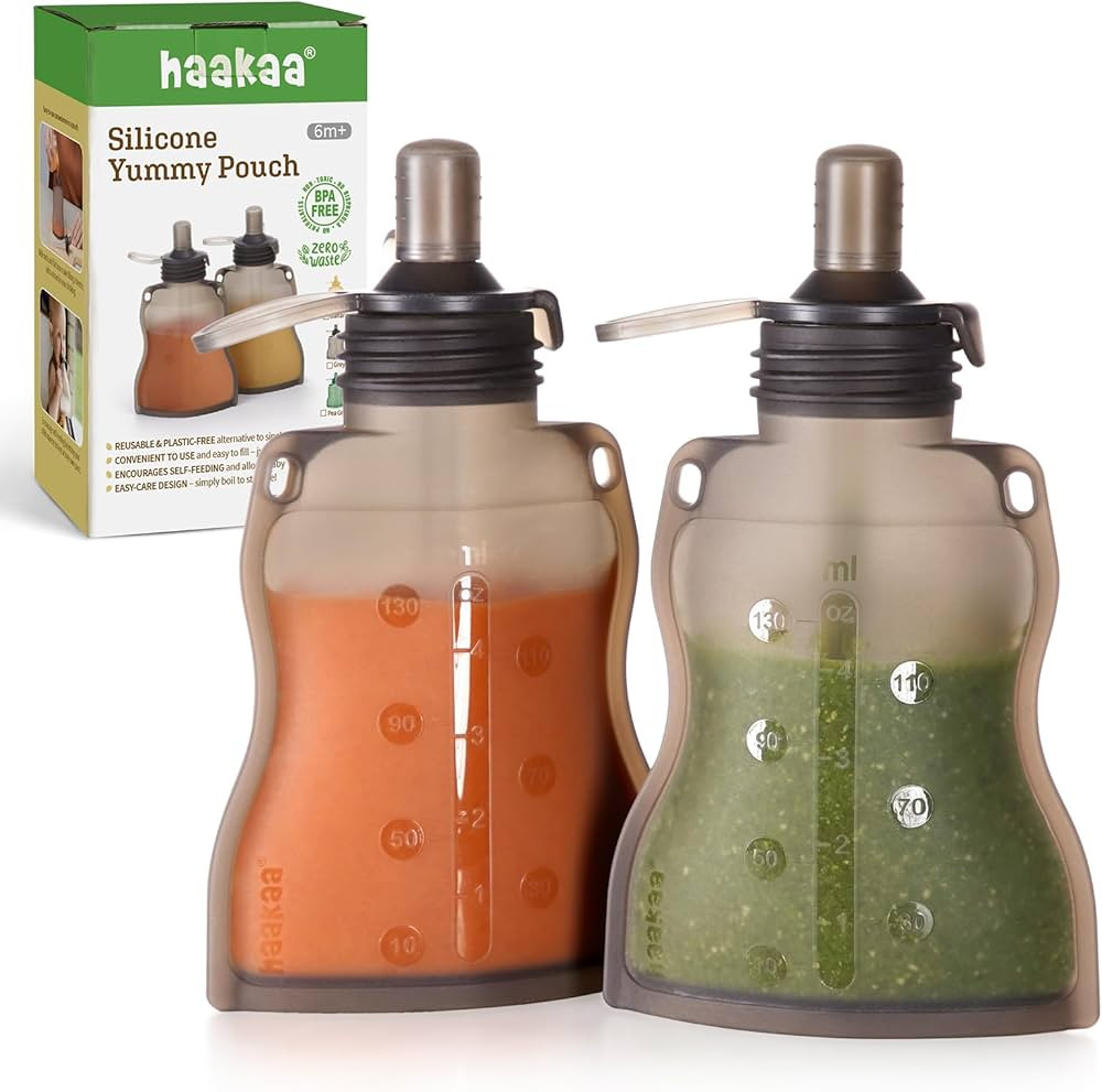 Haakaa Yummy Pouch Reusable Baby Food Pouch, Baby Food Storage Kids Squeezable Pouch, Washable Fr... | Amazon (US)