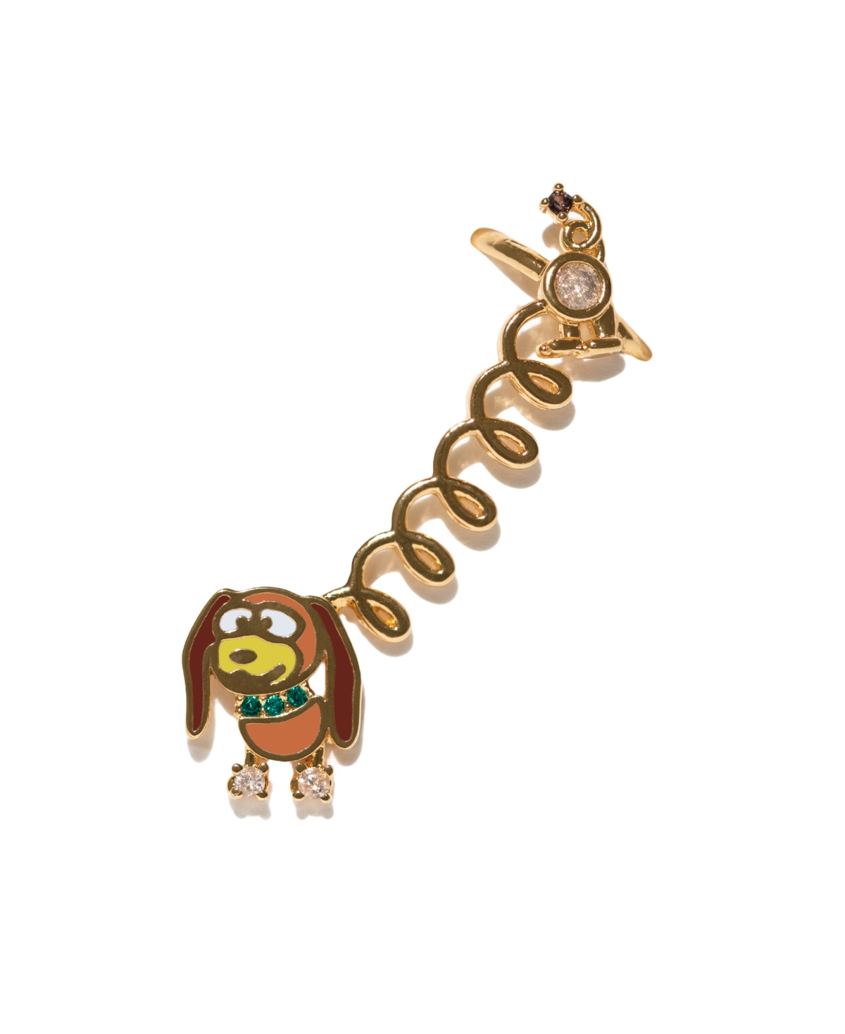 Girls Crew Gold Plated Pixar Toy Story Slinky Dog Enamel Stud and Cuff Earrings - Gold | Macy's