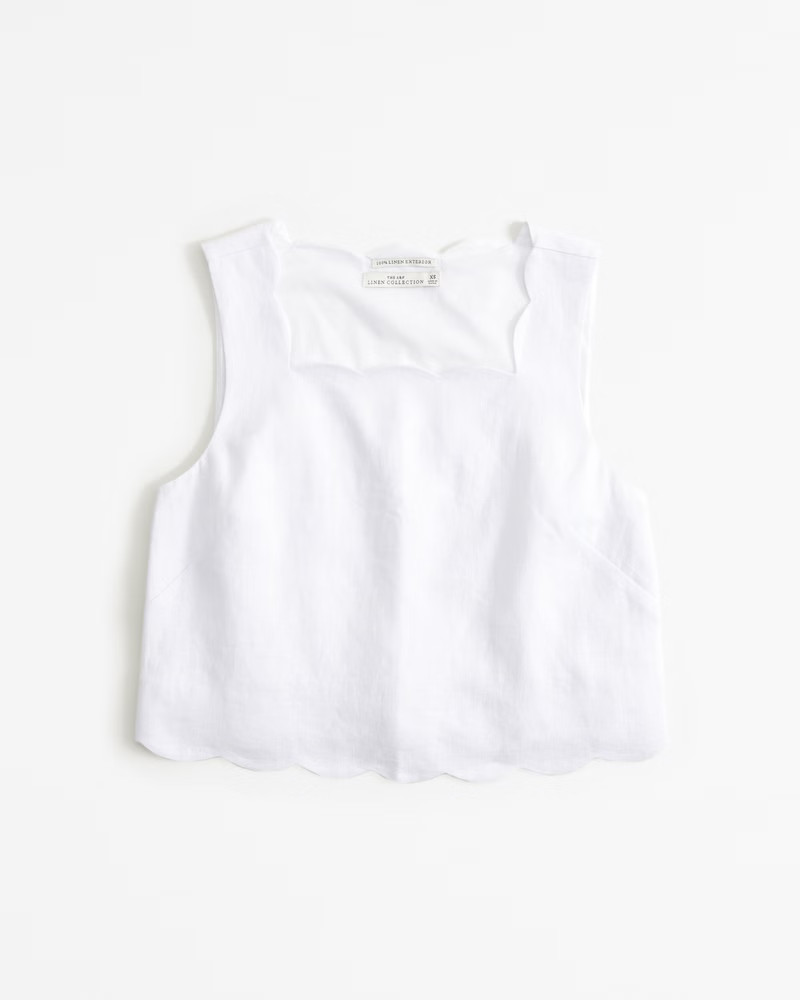Women's Premium Linen Scallop-Hem Set Top | Women's Tops | Abercrombie.com | Abercrombie & Fitch (US)