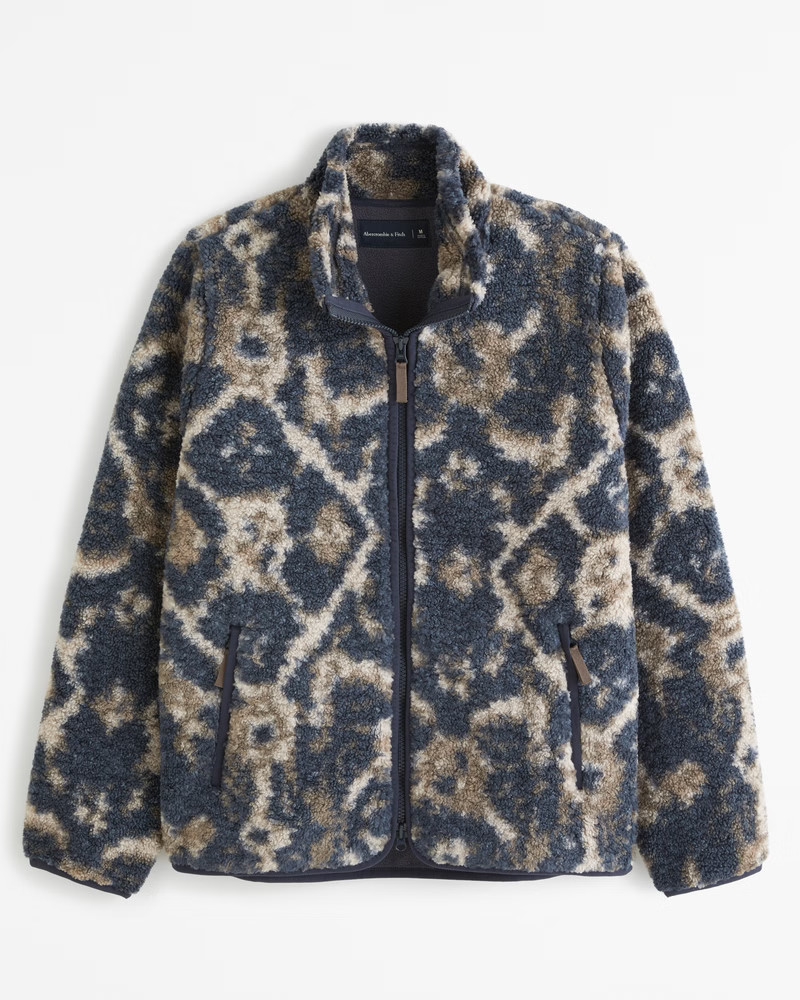 Pattern Sherpa Full-Zip Jacket | Abercrombie & Fitch (US)