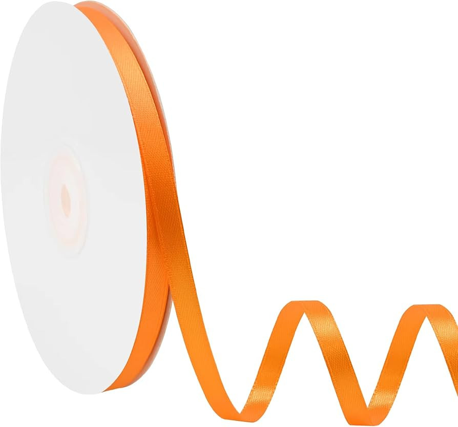 Amazon.com: Simplegoal Double Face Orange Satin Ribbon 1/4 Inch X 50 Yards Polyester Orange Ribbo... | Amazon (US)