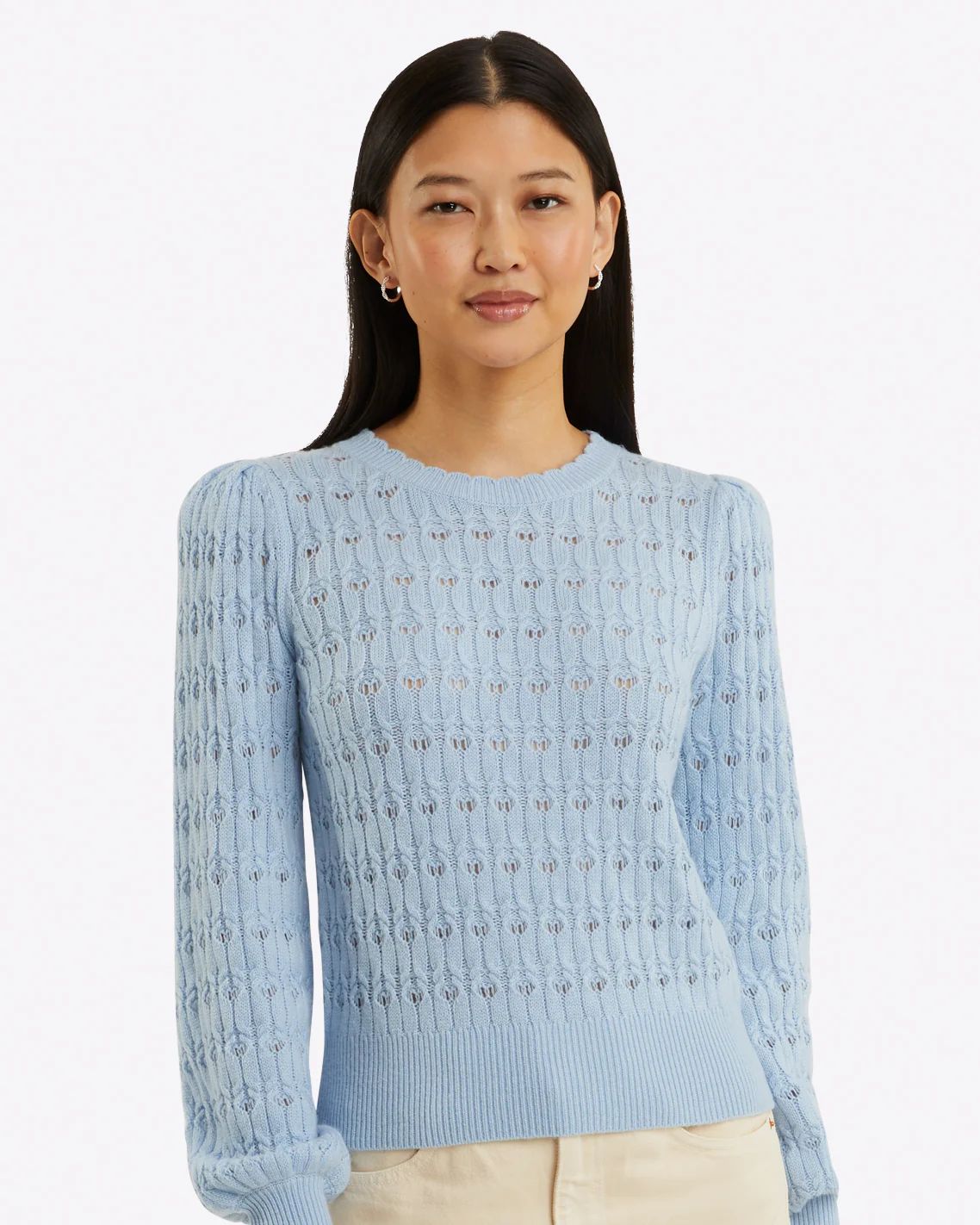 Puff Sleeve Sweater in Pointelle | Draper James (US)