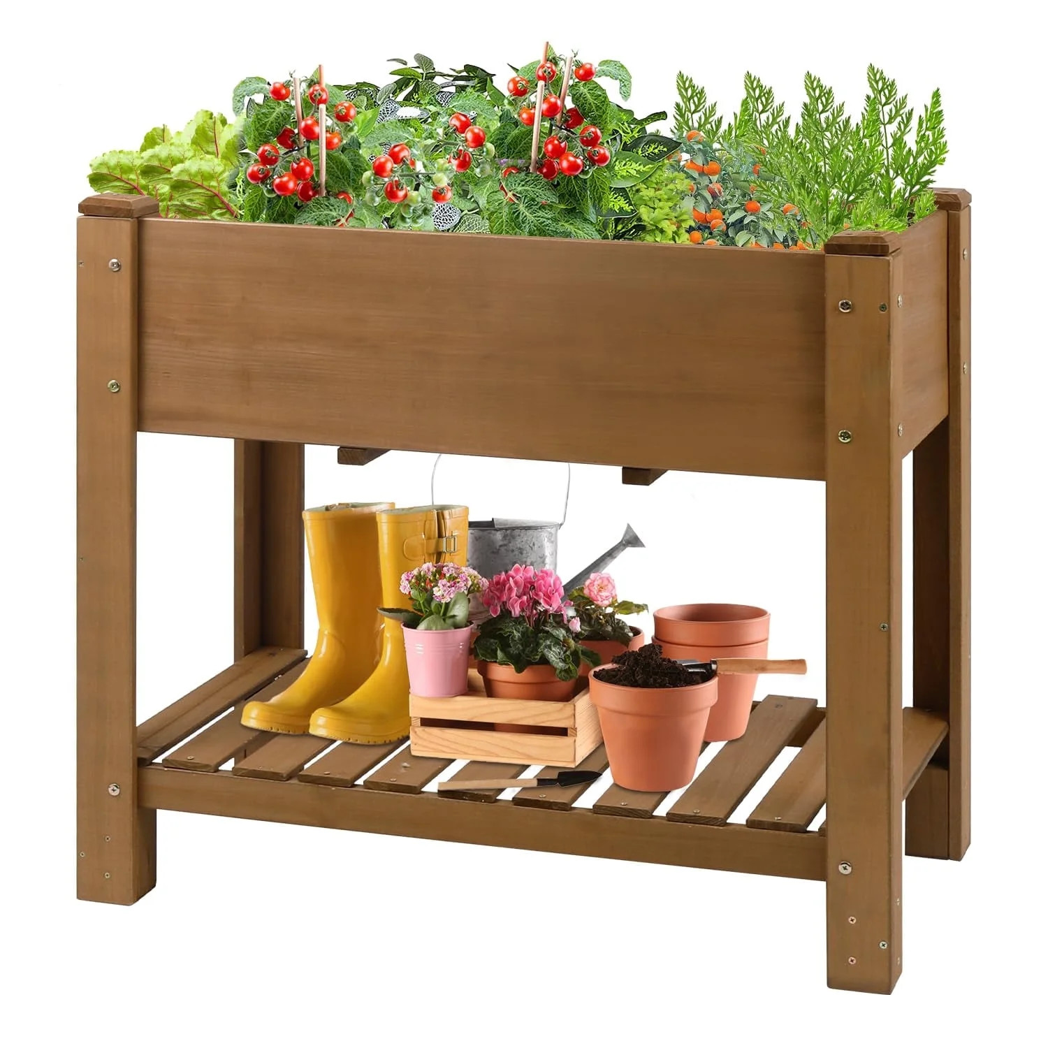 PETSCOSSET Raised Garden Bed Wooden Elevated Planter Box with Legs, 33.46 X 17.9 X 29.72 in | Walmart (US)